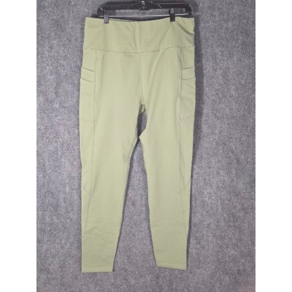 Baleaf‎ Water Resistant High Waisted Pocket Leggings Olive Green Mens 2XL Yoga